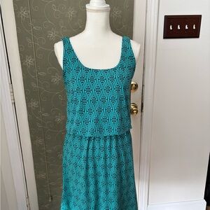 Market & Spruce Teal Geometric Midi Dress
